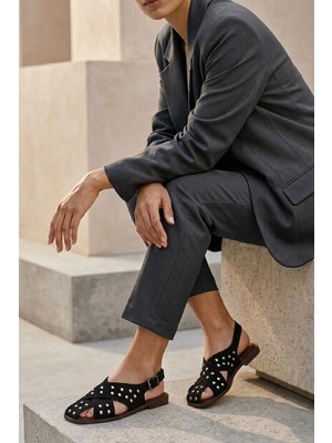 Stilbagshoes Ursula Ön Kapalı Trok Detaylı Kadın Sandalet Siyah