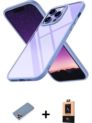 Cepte Toptan iPhone 13 Pro Max Nova Işık Serisi - Şeffaf Maxco Cam Ekran Koruyucu + Pembe Shine Kamera Lens Koruma Cam