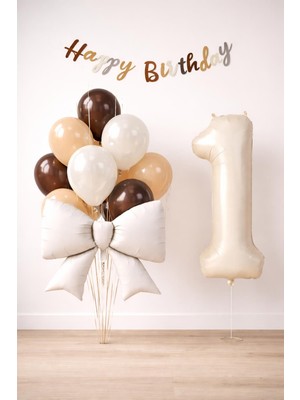 Patladı Gitti Krem Fiyonk 1 Yaş Doğum Günü Balon Seti