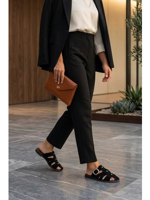 Stilbagshoes Lynda Ön Kapalı Trok ve Toka Detaylı Kadın Terlik Siyah