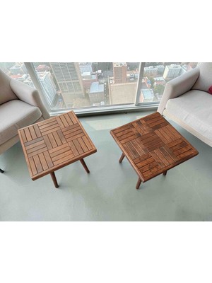 Mirrorss Yan Sehpa Retro Tasarım 45 x 45 Kate 2li