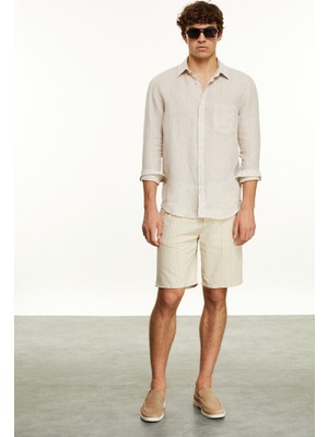 MUDO Bağlamalı Çizgili Straıght Fıt Şort