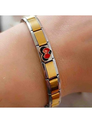 Bontexs Unisex Vintage Esintili Italyan Charm Bileklik - Altın ve Gümüş Tonlu Modüler Tasarım