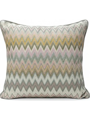 Zigzag Desenli Avangart Kırlent Kılıfı 45*45 Parlak Dokuma Kumaş Lüks Seri