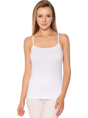 Gümüş 4047 12'li Kadın Likralı Ip Askı Düz Biye Atlet