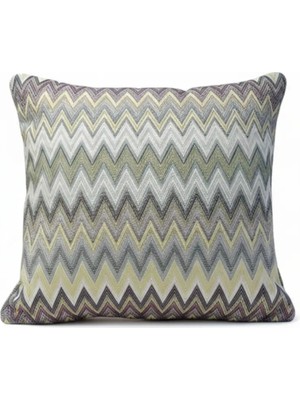 Zigzag Desenli Avangart Kırlent Kılıfı 45*45 Parlak Dokuma Kumaş Lüks Seri
