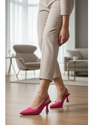 Enoch Kadın Pürüzsüz Mat Doku Kadeh Topuklu Arkası Açık Klasik Stiletto
