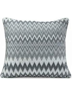 Zigzag Desenli Avangart Kırlent Kılıfı 45*45 Parlak Dokuma Kumaş Lüks Seri