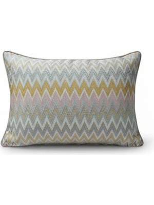 Puff Table Zigzag Desenli Avangart Kırlent Kılıfı 35*50 Parlak Dokuma Kumaş Lüks Seri