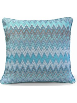 Puff Table Zigzag Desenli Avangart Kırlent Kılıfı 45*45 Parlak Dokuma Kumaş Lüks Seri