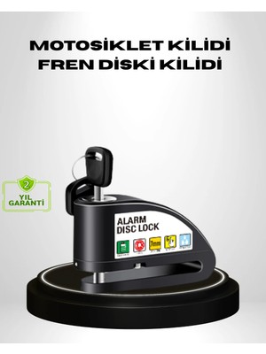 TeknoKapsül Titreşim Sensörlü Alarmlı Motosiklet Disk Kilidi 14MM Çelik Çift Kilitleme