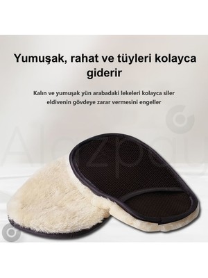 Alazpay Mükrofiber Yün Karışımlı Yumuşak Hassas Iç & Dış Araba Motosiklet Yıkama Eldiveni (Siyah)