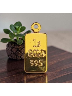 Hg.Aksesuar 22 Ayar Altın Kaplama Külçe Kolye Ucu
