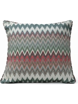 Zigzag Desenli Avangart Kırlent Kılıfı 45*45 Parlak Dokuma Kumaş Lüks Seri