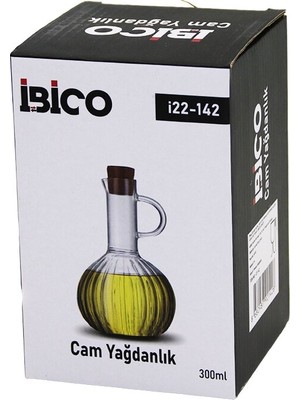 Go İthalat Mini Cam Yağdanlık Çizgili Desen 300ML Ahşap Bambu Mantar Tıpa (5224)