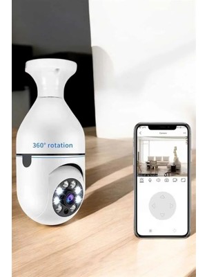 TeknoKapsül Güvenlik Kamerası Wifi Kamera Duylu Ev Kamerası Wifi Bağlantılı Dönebilen