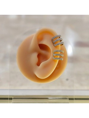 Merve Takı Üçlü Zirkon Taşlı Kıkırdak Küpe