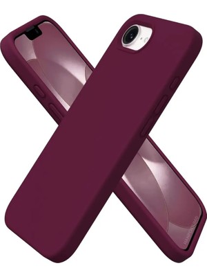 HANPORIUM Apple iPhone 17e Uyumlu Silikon Kılıf - Pastel Renk Tonu Kamera Korumalı Esnek Kapak - Mürdüm