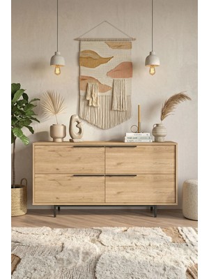 Robin Home Lidya Konsol 4 Kapaklı Metal Ayaklı 160CM Sepet