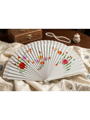 Meya Design Çift Taraflı Dekoratif El Yelpazesi