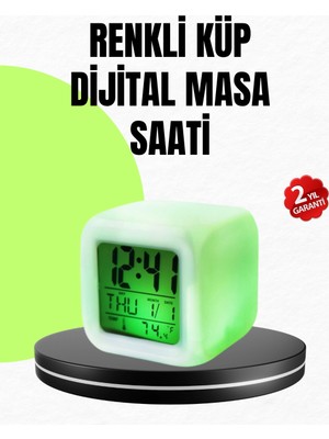 Twin Store Gece Lambası Fonksiyonlu Renk Değiştiren LED Küp Dijital Saat