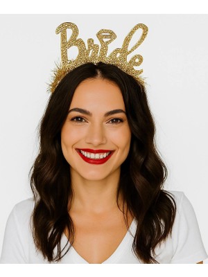 Twin Store Altın Renk Bekarlığa Veda Italik Yazı Alyanslı Bride Taç