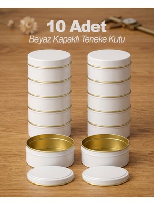 Gucso 100 ml Mum Tenekesi Beyaz Metal Kutu Kapaklı | Kozmetik Krem Balm Mum Kabı 100 cc