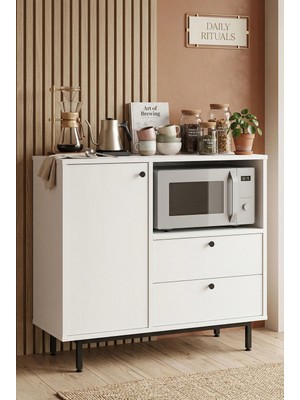 Robin Home Mocha Kahve Köşesi Çok Amaçlı Dolap Mutfak Dolabı Beyaz