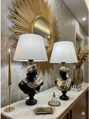 Mirsa Global Dekoratif Yunan Tanrısı Diana Apollo 2 Li Model Abajur  Biblo