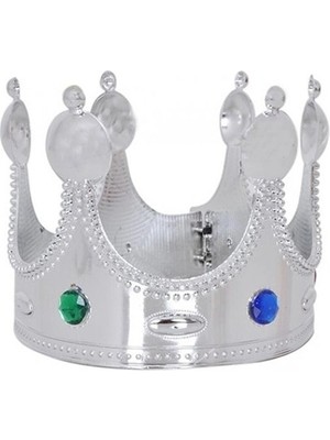 Twin Store Plastik Kral Tacı Gümüş Renk Çocuk Boy 45 cm