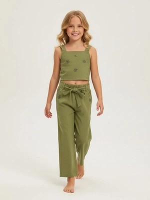 Zekids Kız Çocuk Taş Detaylı Crop