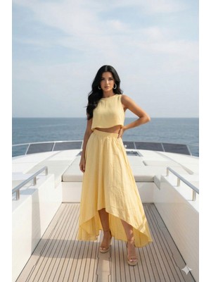 Kadın Crop Üst - Etek Takım