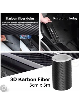 Alazpay Nano Karbon Fiber Dıy Koruyucu Bagaj Kapı Eşiği Yan Ayna Su Geçirmez Koruma Filmi Bant (3CMX3M)
