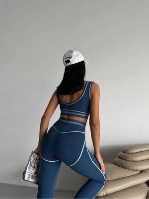 Castivo Fashion Kontrast Dikiş Detaylı Sporcu Takımı - Atlet & Yüksek Bel Tayt
