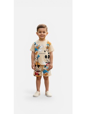 Butik Erkek Çocuk %100 Pamuklu Alt - Üst 2'li Şortlu Takım
