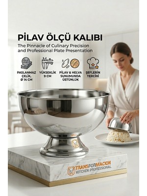 Transformacion Profesyonel 14 cm Çapında Pilav Kalıbı - Helva Kalıbı 304 Paslanmaz Çelik 723025