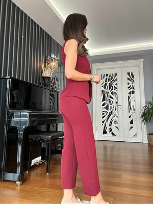 Altın Düğmeli Şık Yelek Pantolon Takım