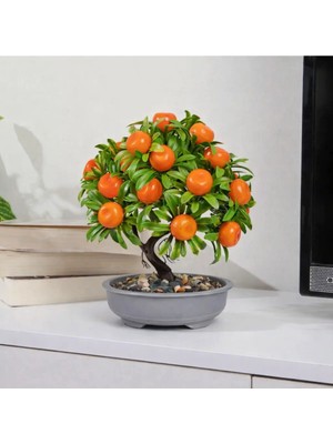Lineva Dekoratif Yapay Mandalina Ağacı – Ev & Ofis Masa / Raf Dekoru – 1 Adet