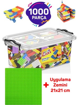 p parti oyunevi Funny Blocks Mikro Blok Yeşil Zeminli 1000 Parça Plastik Kutulu