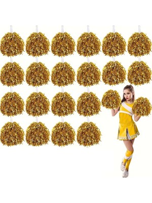 Esranın Dünyası 10 Çift ( 20 Adet ) Altın Renk 23 Nisan 19 Mayıs 29 Ekim Okul Gösteri Ponponları