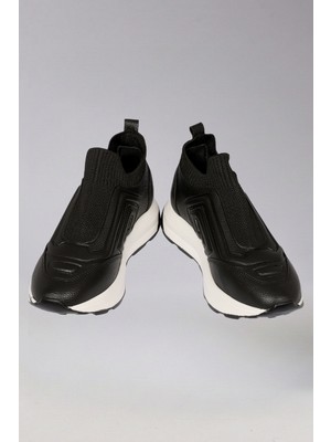 Victoria Shoes Siyah Triko Detaylı Kalın Tabanlı Slip-On Sneaker