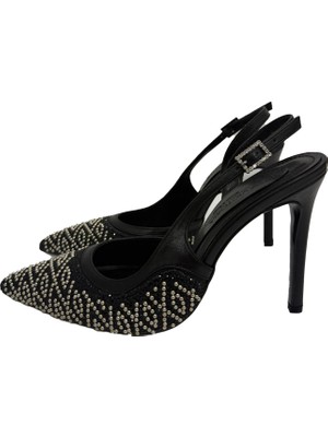 Victoria Shoes Siyah Desenli Boncuk Detaylı