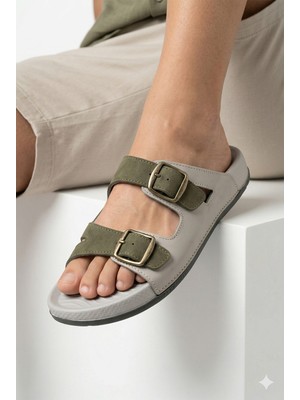 Nmoda Erkek Çift Tokalı Günlük Terlik Ortopedik Taban Hafif Rahat Kaydırmaz Yazlık Konfor Terliği