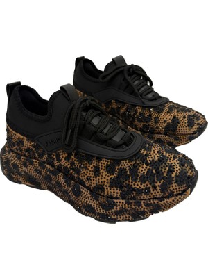 Victoria Shoes Leopar Siyah Taşlı