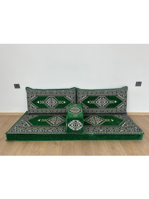 Akdağ Tekstil Şark Köşesi Takımı | 4 Parça Zümrüt Yeşil Boş Kılıf (Süngersiz)