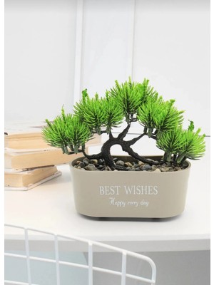 Lineva Best Wıshes Yazılı Doğal Taşlı Yapay Ağaç