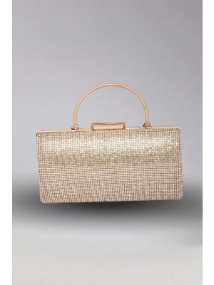 Victoria Shoes Altın Sarısı Metal Kulplu Lüks Gece Çantası