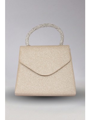 Victoria Shoes Altın Sarısı Mücevher Kulplu Gece Çantası