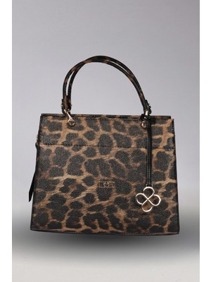Victoria Shoes Önü Leopar Baskılı Klasik Omuz Çantası