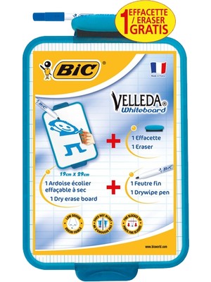 Kitabevimden Bic 1 Adet Çok Renkli Yazı Tahtası Kalem+Silgi 19x29 cm Ölçülerle Eğlenceli Yazım Deneyimi 841360